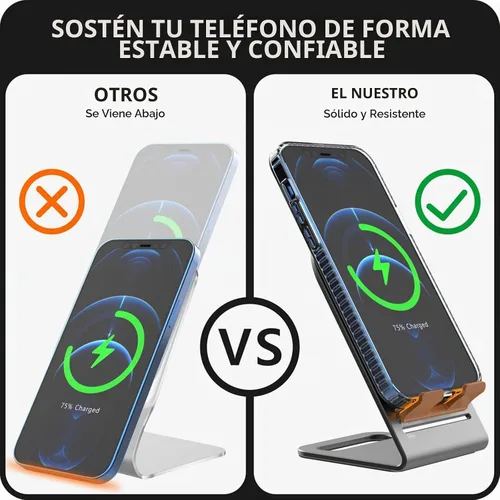 Vista 2 de HALLEAST Soporte de carga Magsafe de aleación de aluminio actualizado 2024 perfectamente compatible con Apple iPhone 17/16/15/14 Plus/14 Pro Max/ 14
