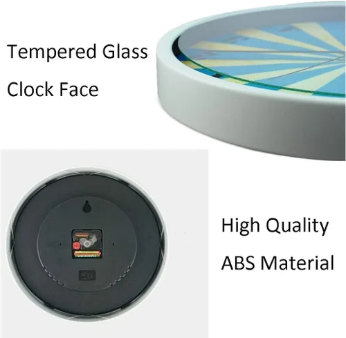 Vista 2 de Wall Clock Pattern Wall Clock with Tempered Glass Cover，Decorative Silent Clock，Round Wall Watch for Living Room Office Bathroom Bedroom Personality