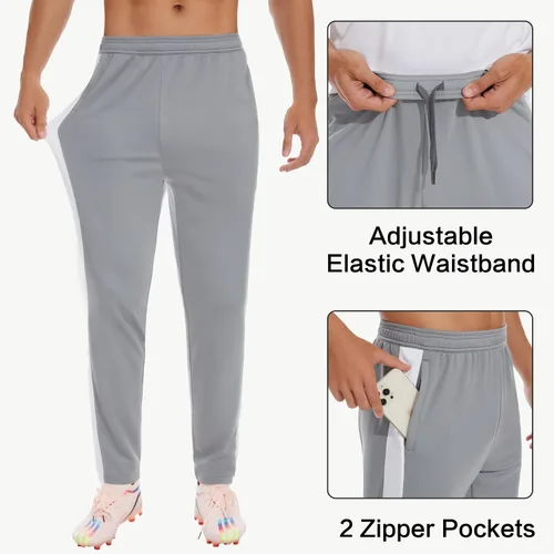 Vista 3 de JIM LEAGUE Pantalones deportivos para hombre, con cremallera, aberturas en las piernas, pantalones de entrenamiento atléticos con bolsillos