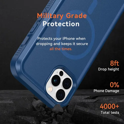 Vista 3 de Dataroad - Funda magnética para iPhone 13 Pro Max, resistente compatible con MagSafe, protección contra caídas de grado militar, forro de microfibra