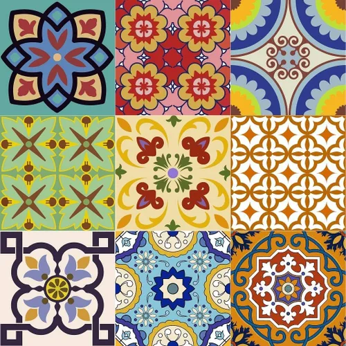 Vista 10 de Juego de 24 calcomanías para azulejos de salpicaduras en muro, azulejos tradicionales de Talavera, calcomanías para azulejos de baño y cocina