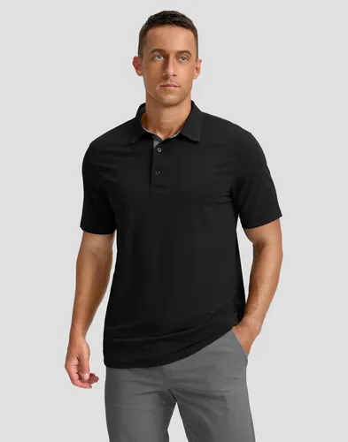 Vista 2 de Polo de golf para hombre, secado rápido, absorbe la humedad, manga corta A-Negro