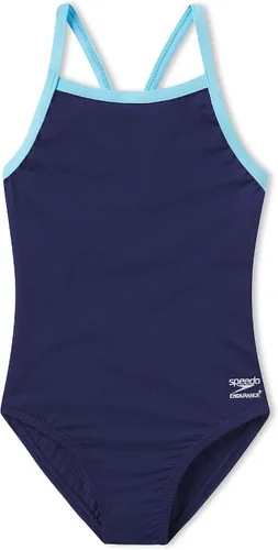 Vista 7 de Speedo Traje de baño de una pieza para niñas Endurance+ Flyback - colores de equipo sólidos para jóvenes Negro/Negro