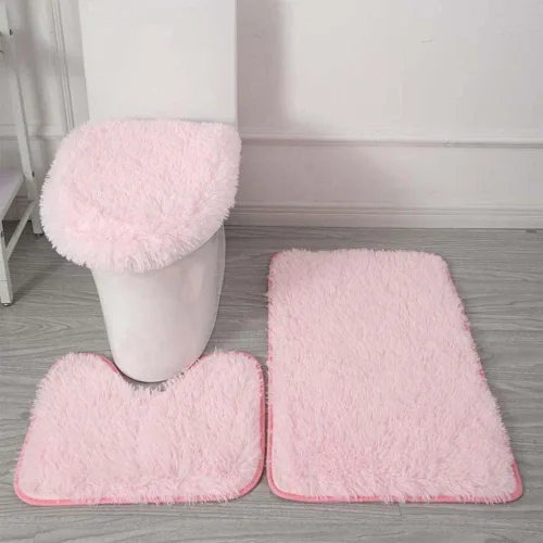 Vista 11 de Juego de 3 tapetes de baño para baño, suaves, antideslizantes, suaves, en forma de U, tapete para inodoro, tapete de baño y tapa de inodoro