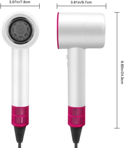 Vista 2 de Secador de pelo, secador de pelo iónico negativo con difusor, motor sin escobillas de alta velocidad de 110,000 RPM, secador de pelo con 5 boquillas