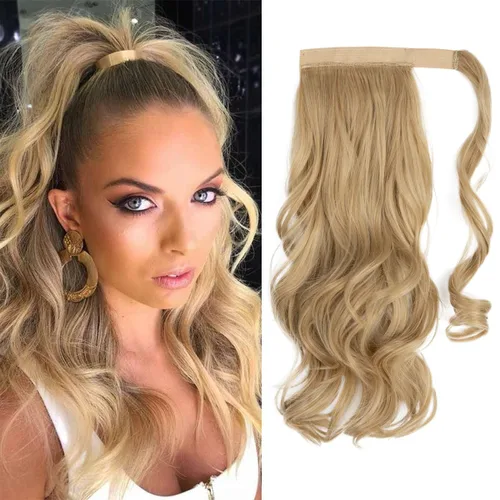 Vista 14 de CJL HAIR 14" Extensión de cola de caballo corta con cabello rizado y ondulado, clip en la cola de caballo, extensión de pelo sintético falso