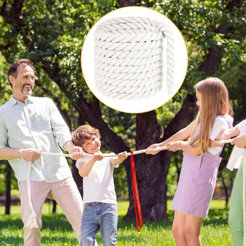 Vista 6 de NEBURORA Cuerda de tira y afloja de 20 pies para adultos, juegos al aire libre, día de campo, reunión familiar, verano, patio trasero, césped, Beige