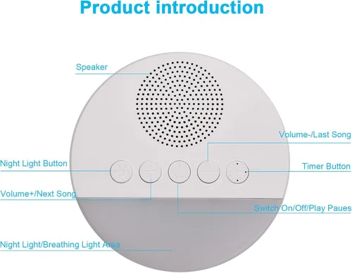 Vista 8 de Máquina de sonido para dormir con 20 sonidos relajantes, luz nocturna y temporizador inteligente para la relajación del sueño