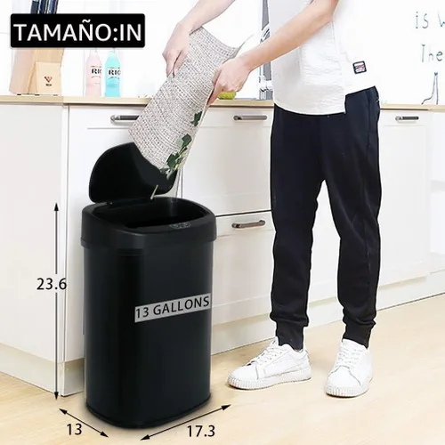 Vista 7 de Dkeli Basurero de cocina para baño, dormitorio, oficina en casa, bote de basura automático sin contacto de alta capacidad con tapa, cubo de basura