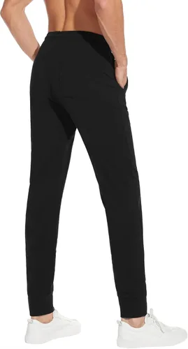 Vista 4 de SEVEGO Pantalones deportivos de algodón ligero con entrepierna de 32"34"36"38" para hombre con bolsillos con cremallera, pantalones deportivos