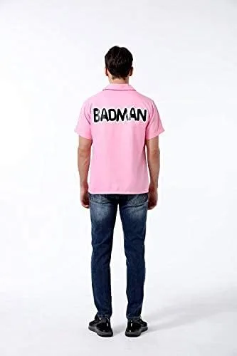 Vista 2 de Camisa de hombre de anime de Halloween camisa Badman camisa rosa Vegeta ropa diaria cuello básico de verano camisas tejidas de manga corta Rosado