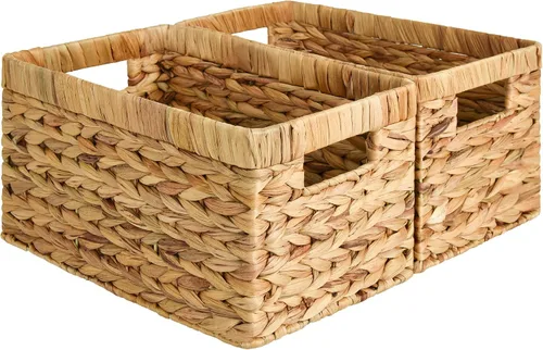 Vista 22 de StorageWorks Cesta de mimbre con asa, cestas de almacenamiento de mimbre para organizar, cestas de almacenamiento decorativas para estantes, cuerda