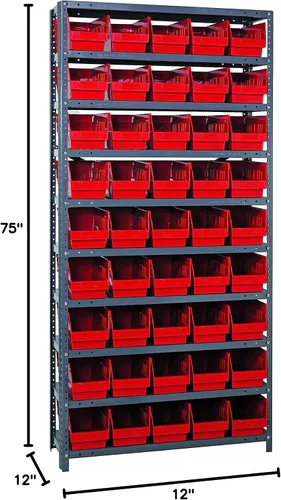 Vista 329 de Quantum QSBU-245BK Heavy Duty Shelving Unit with (7) Shelves and (24) QUS245 Black Bins for Garage Warehouse Storage Distribution 400 lb Load