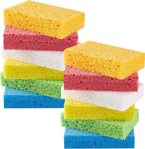 Vista 10 de JOYMOOP Esponja de cocina de dibujos animados, esponjas de celulosa para limpieza, esponjas antiarañazos para lavar platos, esponja reutilizable