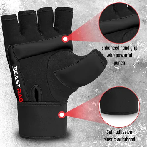 Vista 3 de BEAST RAGE Guantes de Taekwondo Karate para Hombres y Mujeres, Guantes de Entrenamiento de Boxeo MMA Kickboxing Sparring Artes Marciales Guantes