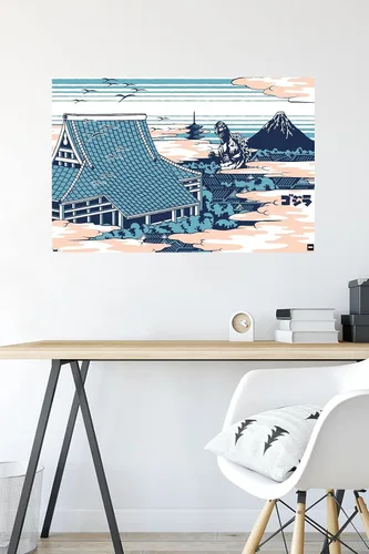 Vista 4 de Trends International Godzilla - Póster de pared en las nubes, 34 pulgadas de largo x 22.4 W, versión premium sin marco