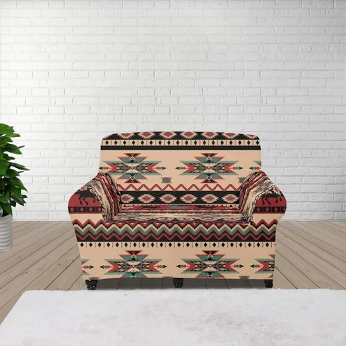 Vista 29 de Funda de sofá de Seater, estilo bohemio, antiarañazos, diseño tribal navajo, nativo americano, diseño tribal, funda de sofá, lavable, elástica