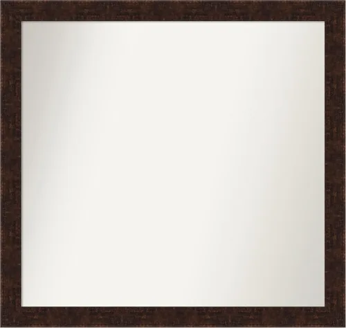 Vista 235 de Amanti Art Espejo de baño de bronce para sobre fregadero, 24 x 24 pulgadas, espejo de tocador cuadrado estrecho de bronce Manhattan, marco de madera