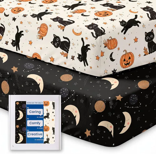Vista 18 de Sábanas suaves para cuna de niño de alta calidad, sábana bajera para cuna ultra transpirable, sábanas súper elásticas de 28 x 52 x 9 pulgadas