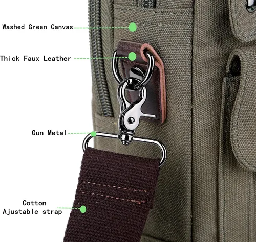 Vista 4 de Elegante 17 pulgadas de lona portátil bolsa de mensajero maletín vintage Crossbody bolsa de hombro militar para hombres BC-07 Stylish