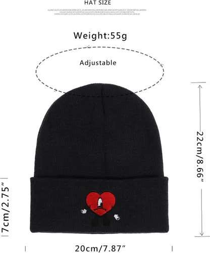 Vista 4 de Bad Rabbit Bunny Merch - Gorro de punto con puños, gorro diario para hombres y mujeres