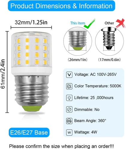 Vista 6 de ZHENMING Bombillas LED AC 100-265V 3.5W para refrigerador KEI D34L, 4 W, repuesto 40 W, 5304511738, bombilla de nevera para Frigidaire Kenmore KEL