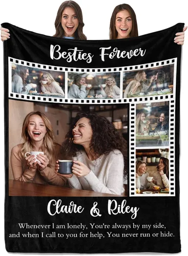 Vista 11 de Envío al día siguiente, regalos de cumpleaños para mejores amigas, manta personalizada con fotos, regalos de manta para mejores amigas y BFF, regalo