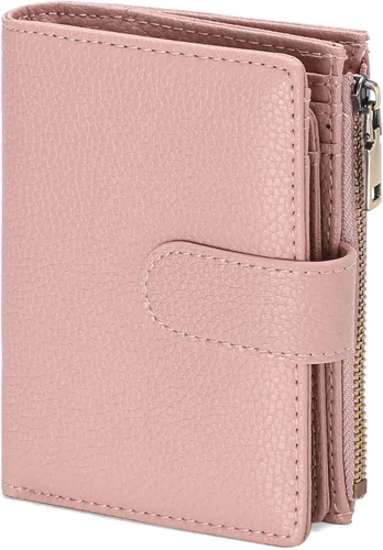 Vista 19 de GAEKEAO Cartera pequeña de cuero vegano con bloqueo RFID plegable para mujer, tarjetero compacto con bolsillo con cremallera y ventana