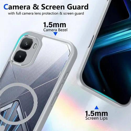 Vista 74 de Funda magnética transparente compatible con Xiaomi 17T, color negro 2 en 1 PC + TPU cubierta de teléfono a prueba de golpes, carcasa protectora