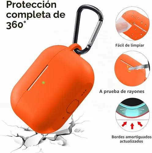 Vista 3 de Lerobo Funda protectora completa de silicona suave para AirPods Pro 3 Naranja