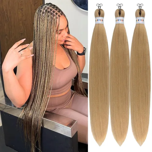 Vista 152 de Cabello trenzado para niños preestirado de 16 pulgadas, color negro para niños, trenzas sin nudos