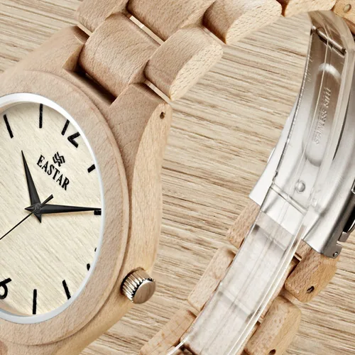 Vista 5 de Eastar de madera relojes para mujer reloj de pulsera de cuarzo para hombre reloj de madera de arce, hecho a mano