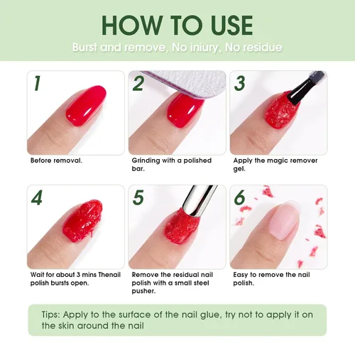 Vista 3 de Removedor de esmalte de uñas de gel de 0.5 onzas líquidas, removedor de esmalte profesional para uñas, removedor de esmalte rápido y fácil en 2-5