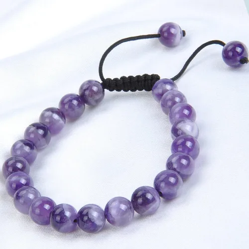 Vista 3 de Massive Beads - Pulsera de cuentas de cristales de macramé con poder curativo natural unisex ajustable 516 pulgadas 8 mm