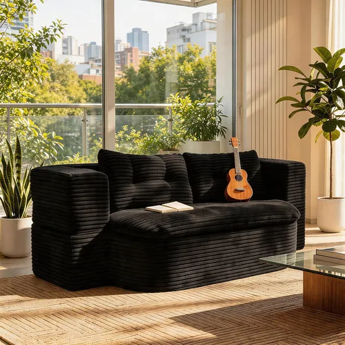 Vista 12 de Sofá cama tipo futón de 78.7 pulgadas, sofá convertible de Marrón