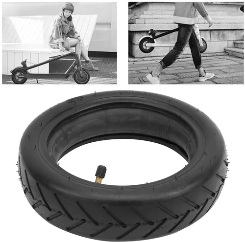 Vista 9 de Neumáticos de scooter eléctrico, juego de combinación de neumáticos de scooter de 8.5 pulgadas + válvula curva, tubo interior, accesorio