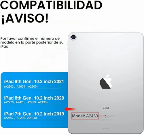 Vista 2 de HOTLIFE Funda de teclado para iPad 10.2 de 9ª/8ª/7ª generación, teclado táctil para iPad de 9ª generación, 8ª generación, 7ª generación, funda Negro