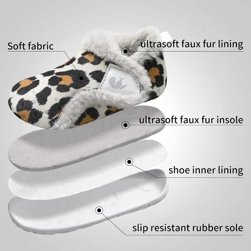 Vista 4 de FEETCITY - Zapatos para bebés, niños y niñas, pantuflas cálidas de vellón, botines para primeros pasos, calcetines cálidos para recién nacidos