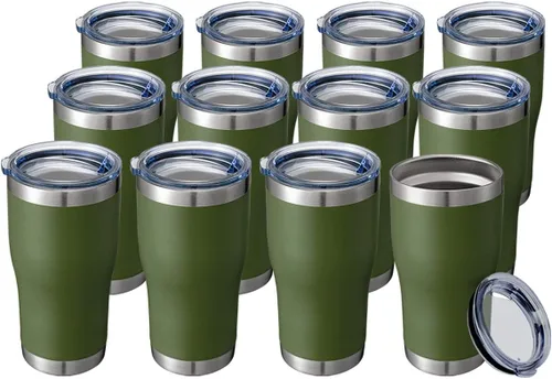 Vista 27 de HASLE OUTFITTERS Vaso de 20 onzas a granel, vasos de acero inoxidable con tapa, vaso aislado al vacío, taza de doble pared con recubrimiento
