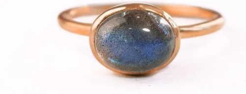 Vista 112 de Oval Birthstone Ring Bezel Set in Vermeil Gold, Sterling Silver, or Rose Gold, Stacking Birthstone Ring [rOMB]