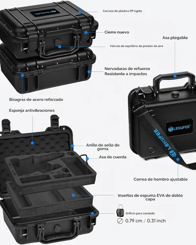 Vista 3 de Lekufee Funda rígida impermeable portátil para DJI Osmo Mobile 8P, estabilizador de cardán, DJI Mic Mini 2, Mic 3/2 y más accesorios (solo funda)