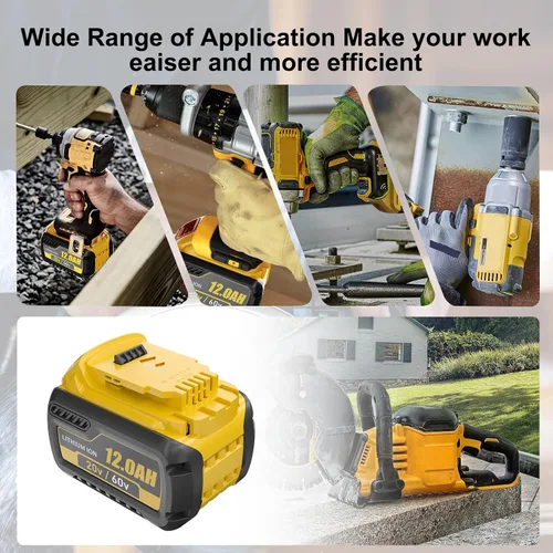Vista 7 de Paquete de 2 baterías de repuesto de 12.0Ah para Dewalt 20V 60V compatible con Dewalt 20V/60V batería DCB609 DCB606 DCB612 Series Power Tools