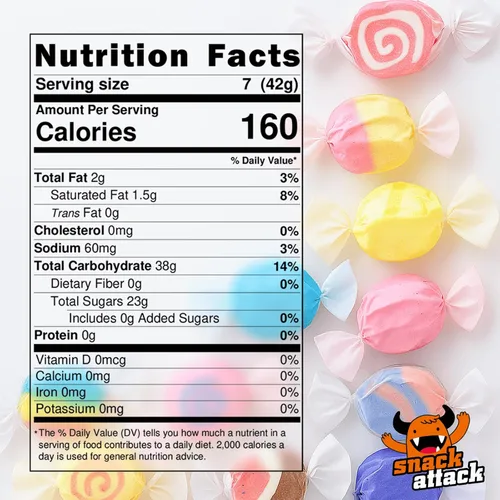 Vista 2 de Snack Attack Caramelos de agua salada envueltos individualmente a granel de 1 libra – Caramelos masticables de agua salada, sabores costeros