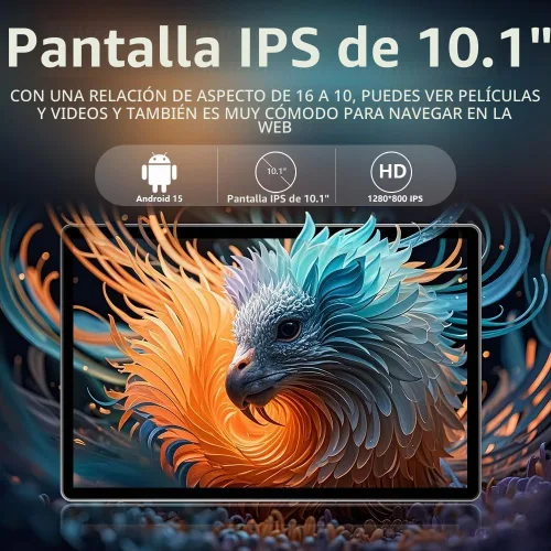 Vista 3 de Crelander Tablet Android 15 de 10.1 pulgadas, tableta Android de 12 GB+128 GB, batería de 8000 mAh, pantalla táctil de 1280 x 800, WiFi Rosa