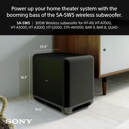 Vista 2 de [Usado] Sony SA-SW5 - Subwoofer inalámbrico para BRAVIA THEATER (BAR 9, BAR 8, QUAD), HT-A9/A7000/A5000/A3000/S2000 y STR-AN1000 300W Wireless