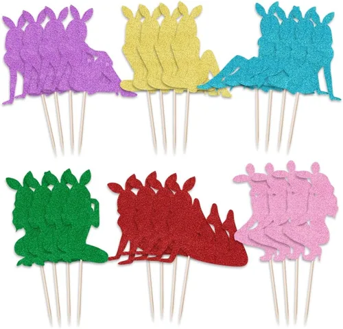 Vista 3 de 24 adornos para cupcakes de conejita para niñas, Día de San Valentín, Pascua, aniversario de boda, cumpleaños y despedida de soltera