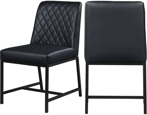 Vista 11 de Meridian Furniture Bryce Collection Modern - Silla de comedor tapizada de piel sintética contemporánea con patas de metal negro mate, juego de 2
