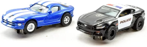 Vista 6 de Auto World/Premium Hobbies Highway Getaway Mustang VS Viper HO Escala HO Ranura Car Race Set CP7974