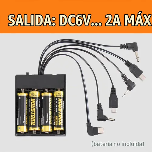 Vista 3 de Caja de fuente de alimentación externa con seis conectores tipo e interruptor de encendido/apagado para varios equipos de CC, como algunos tipos