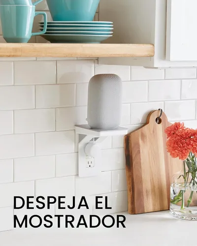 Vista 6 de Sanus Estante de salida para dispositivos pequeños hecho para Google en blanco y gris niebla. Capacidad para pequeños dispositivos electrónicos